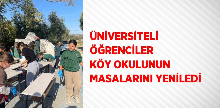 ÜNİVERSİTELİ ÖĞRENCİLER KÖY OKULUNUN MASALARINI YENİLEDİ