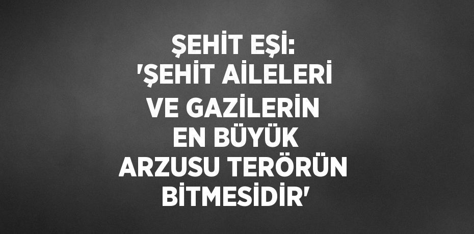 ŞEHİT EŞİ: 'ŞEHİT AİLELERİ VE GAZİLERİN EN BÜYÜK ARZUSU TERÖRÜN BİTMESİDİR'