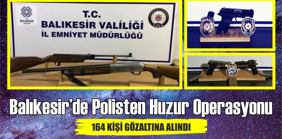 Balıkesir’de Polisten 164 şahsa Huzur Operasyonu