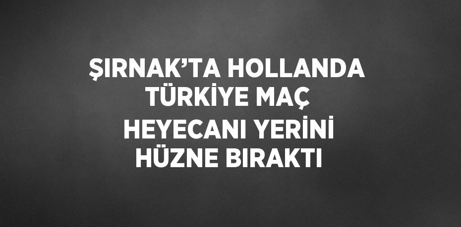 ŞIRNAK’TA HOLLANDA TÜRKİYE MAÇ HEYECANI YERİNİ HÜZNE BIRAKTI