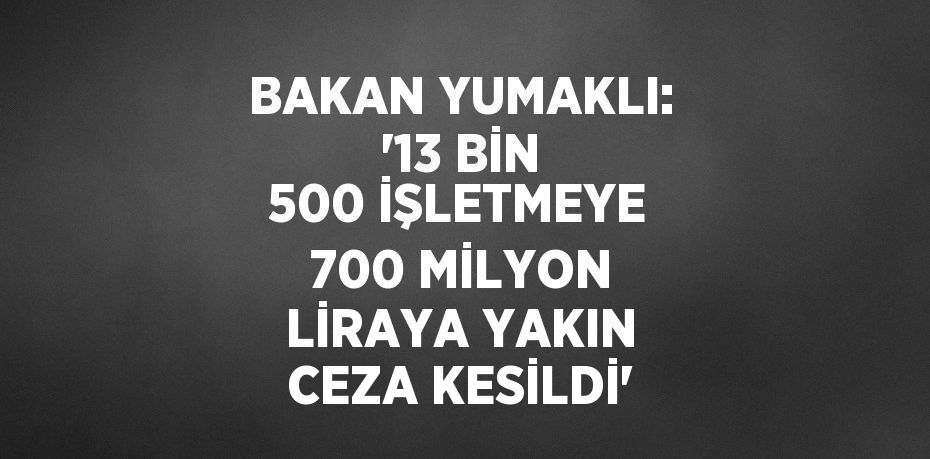 BAKAN YUMAKLI: '13 BİN 500 İŞLETMEYE 700 MİLYON LİRAYA YAKIN CEZA KESİLDİ'