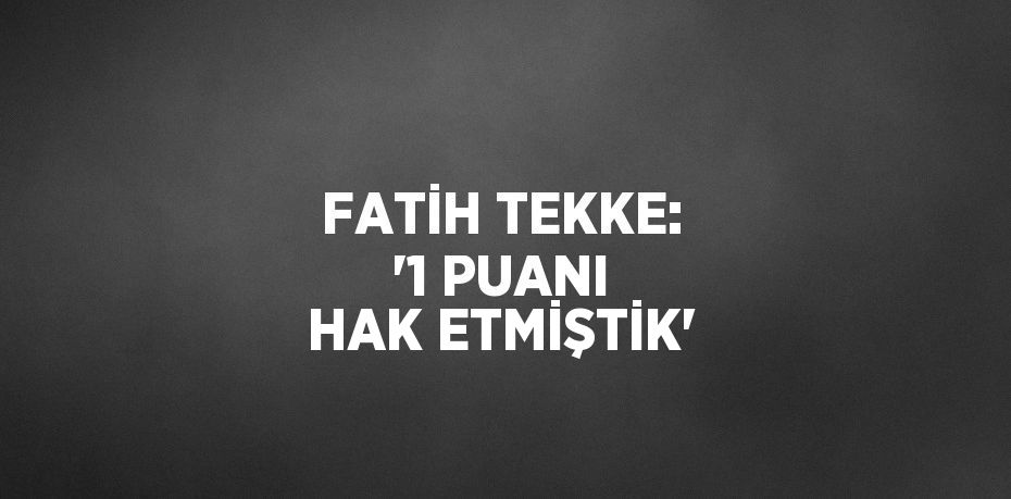 FATİH TEKKE: '1 PUANI HAK ETMİŞTİK'