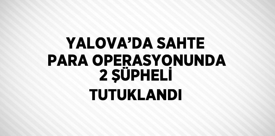 YALOVA’DA SAHTE PARA OPERASYONUNDA 2 ŞÜPHELİ TUTUKLANDI