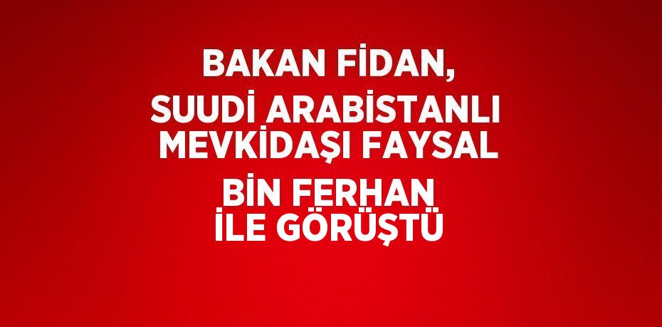 BAKAN FİDAN, SUUDİ ARABİSTANLI MEVKİDAŞI FAYSAL BİN FERHAN İLE GÖRÜŞTÜ