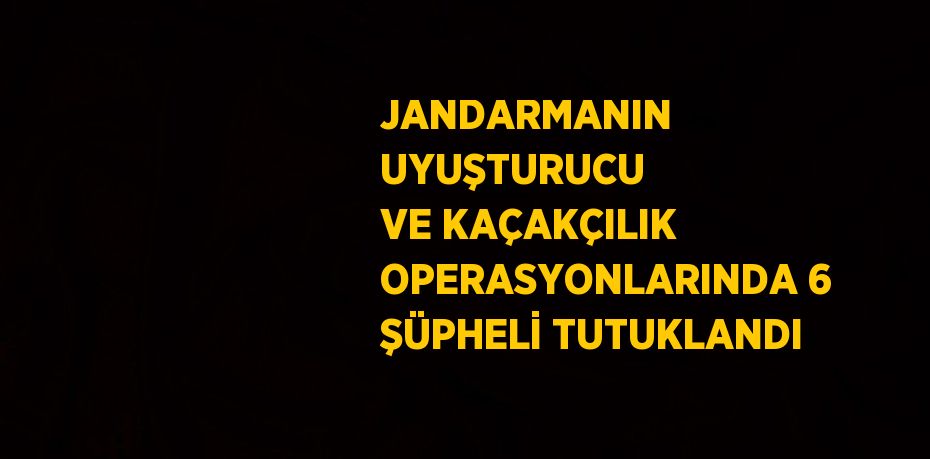 JANDARMANIN UYUŞTURUCU VE KAÇAKÇILIK OPERASYONLARINDA 6 ŞÜPHELİ TUTUKLANDI