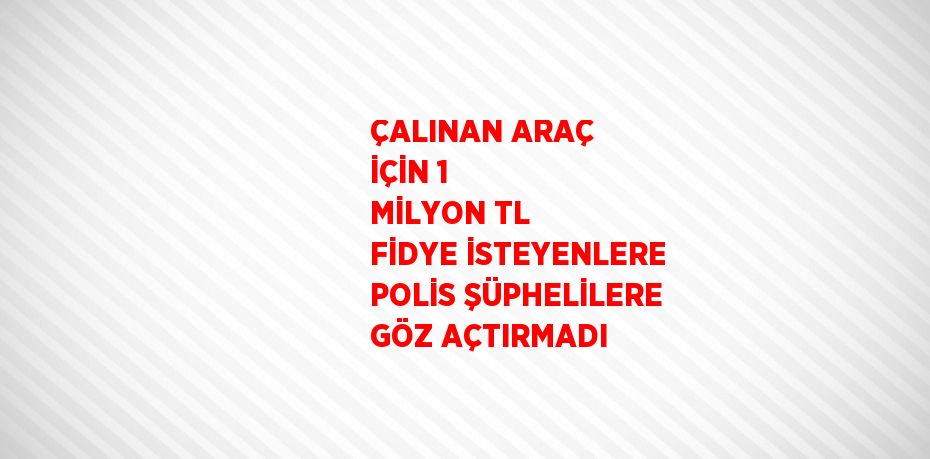 ÇALINAN ARAÇ İÇİN 1 MİLYON TL FİDYE İSTEYENLERE POLİS ŞÜPHELİLERE GÖZ AÇTIRMADI