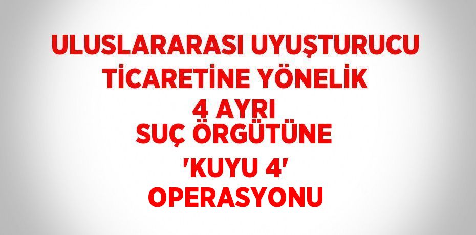 ULUSLARARASI UYUŞTURUCU TİCARETİNE YÖNELİK 4 AYRI SUÇ ÖRGÜTÜNE 'KUYU 4' OPERASYONU