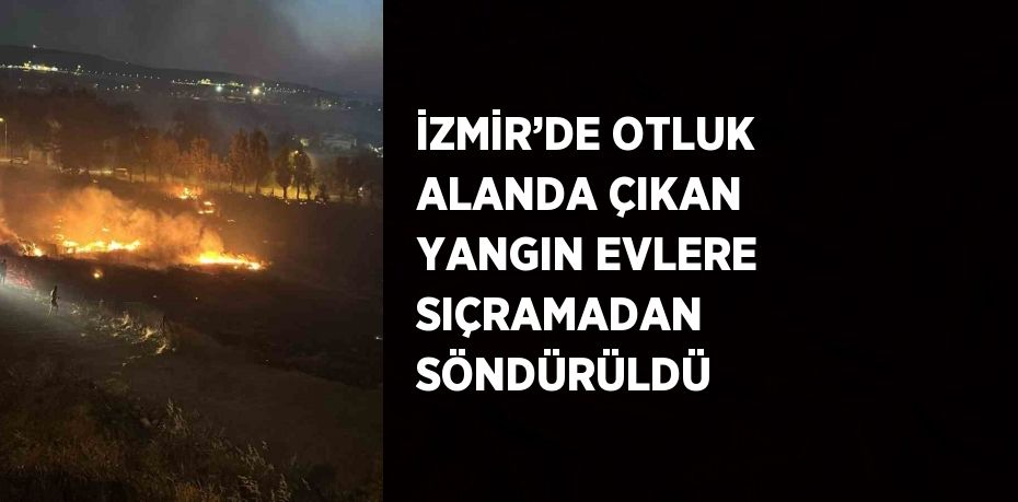 İZMİR’DE OTLUK ALANDA ÇIKAN YANGIN EVLERE SIÇRAMADAN SÖNDÜRÜLDÜ