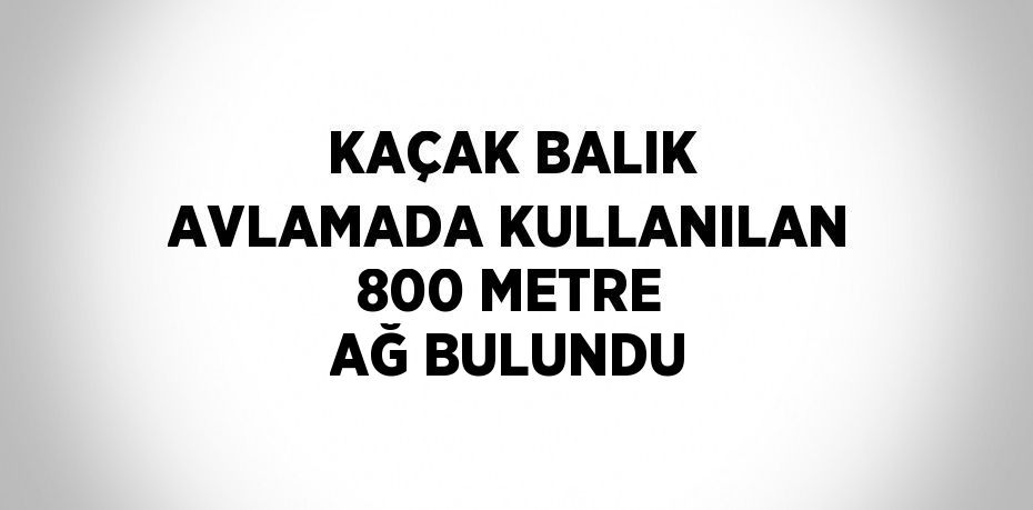 KAÇAK BALIK AVLAMADA KULLANILAN 800 METRE AĞ BULUNDU