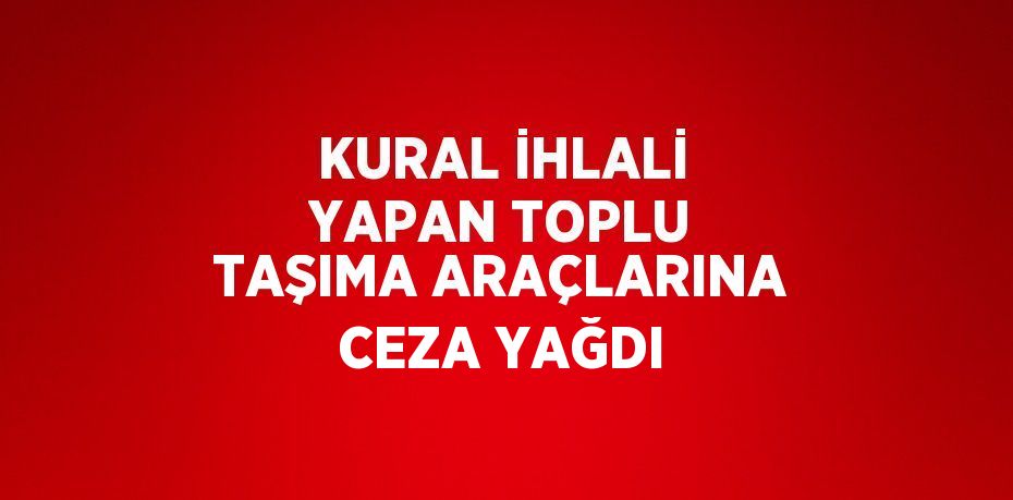 KURAL İHLALİ YAPAN TOPLU TAŞIMA ARAÇLARINA CEZA YAĞDI