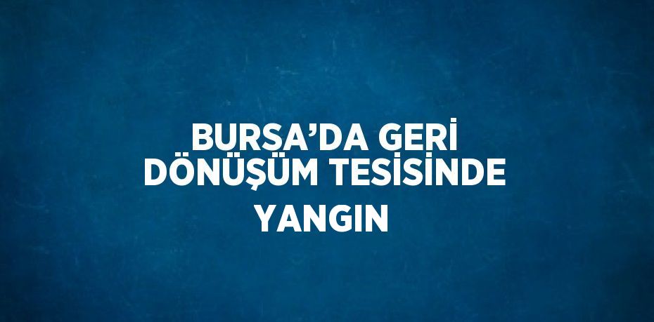 BURSA’DA GERİ DÖNÜŞÜM TESİSİNDE YANGIN