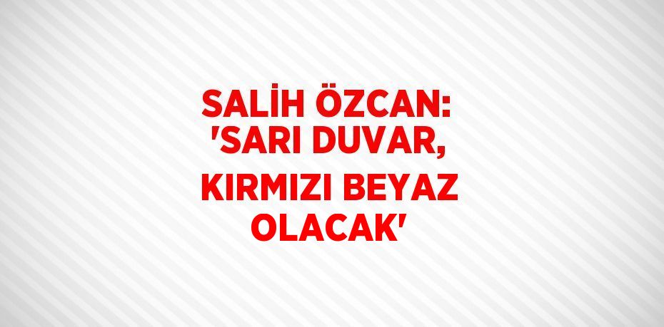 SALİH ÖZCAN: 'SARI DUVAR, KIRMIZI BEYAZ OLACAK'