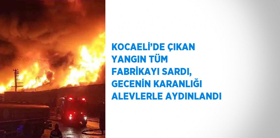 KOCAELİ’DE ÇIKAN YANGIN TÜM FABRİKAYI SARDI, GECENİN KARANLIĞI ALEVLERLE AYDINLANDI