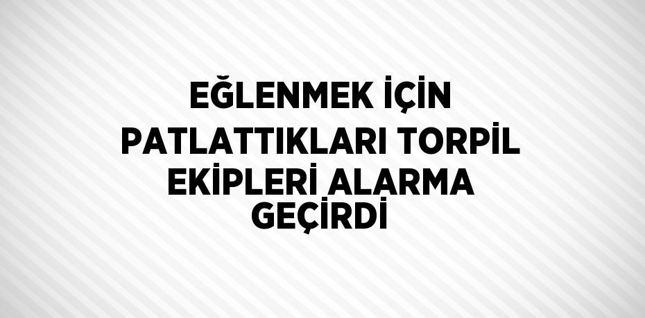 EĞLENMEK İÇİN PATLATTIKLARI TORPİL EKİPLERİ ALARMA GEÇİRDİ