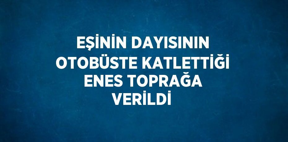 EŞİNİN DAYISININ OTOBÜSTE KATLETTİĞİ ENES TOPRAĞA VERİLDİ