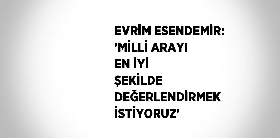 EVRİM ESENDEMİR: 'MİLLİ ARAYI EN İYİ ŞEKİLDE DEĞERLENDİRMEK İSTİYORUZ'