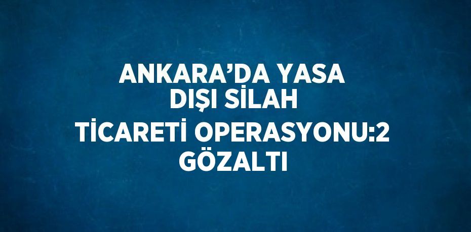 ANKARA’DA YASA DIŞI SİLAH TİCARETİ OPERASYONU:2 GÖZALTI