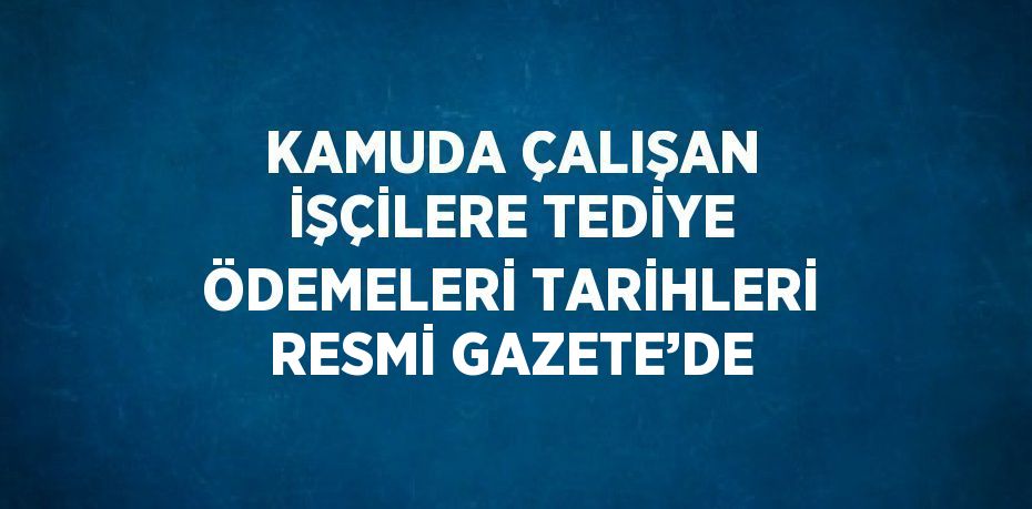 KAMUDA ÇALIŞAN İŞÇİLERE TEDİYE ÖDEMELERİ TARİHLERİ RESMİ GAZETE’DE