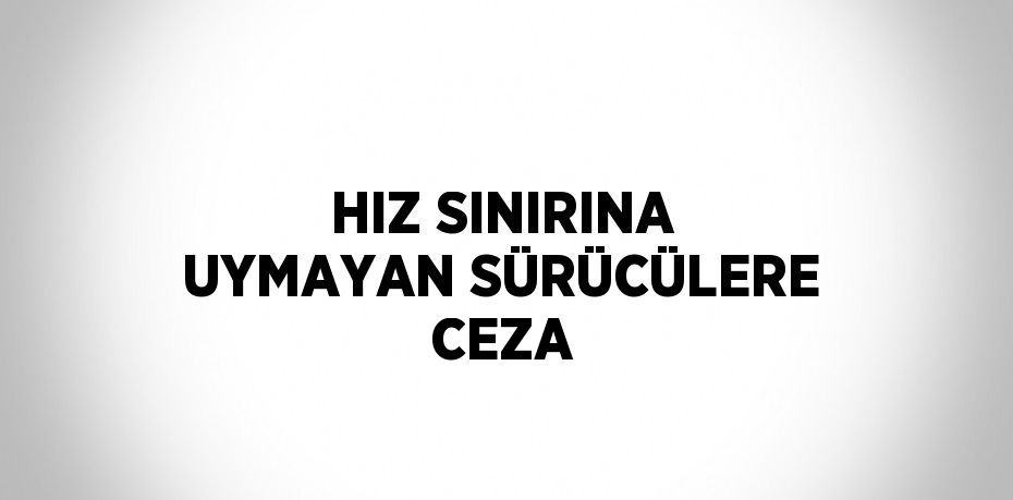 HIZ SINIRINA UYMAYAN SÜRÜCÜLERE CEZA