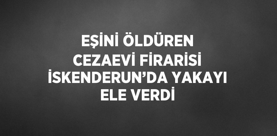 EŞİNİ ÖLDÜREN CEZAEVİ FİRARİSİ İSKENDERUN’DA YAKAYI ELE VERDİ