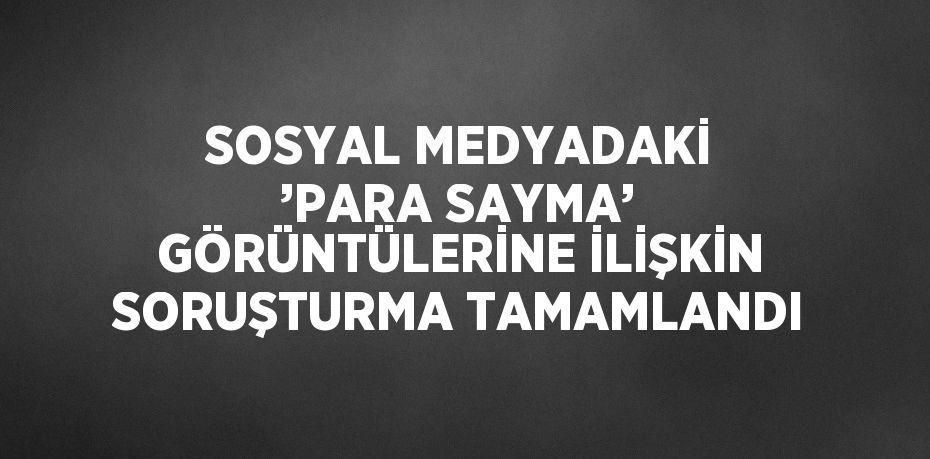 SOSYAL MEDYADAKİ ’PARA SAYMA’ GÖRÜNTÜLERİNE İLİŞKİN SORUŞTURMA TAMAMLANDI