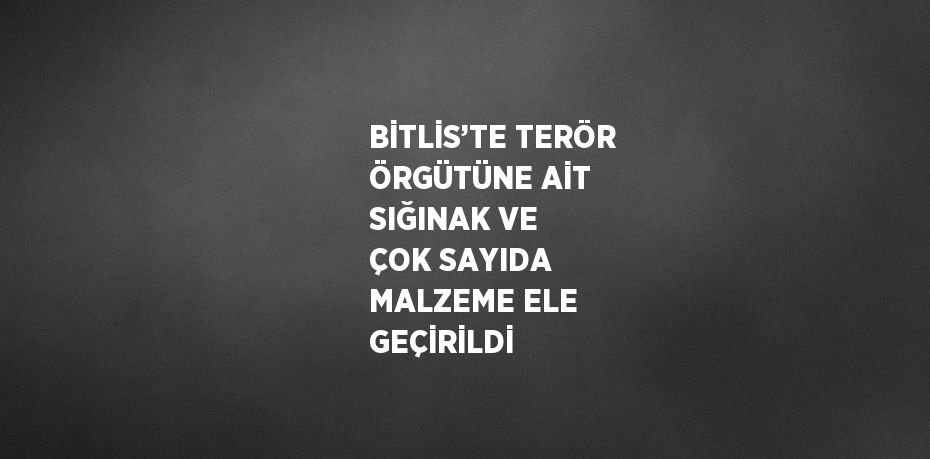 BİTLİS’TE TERÖR ÖRGÜTÜNE AİT SIĞINAK VE ÇOK SAYIDA MALZEME ELE GEÇİRİLDİ