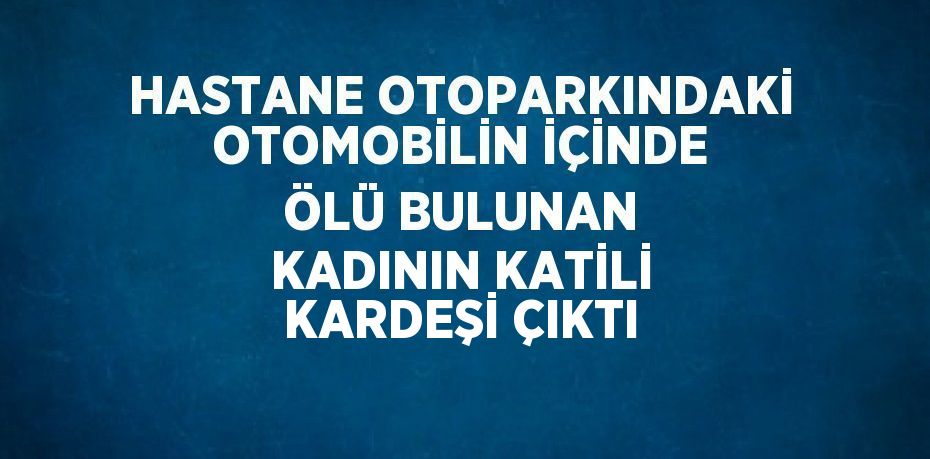 HASTANE OTOPARKINDAKİ OTOMOBİLİN İÇİNDE ÖLÜ BULUNAN KADININ KATİLİ KARDEŞİ ÇIKTI