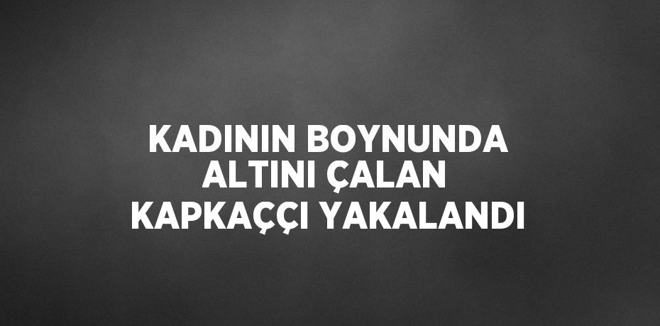 KADININ BOYNUNDA ALTINI ÇALAN KAPKAÇÇI YAKALANDI