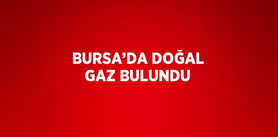 BURSA’DA DOĞAL GAZ BULUNDU