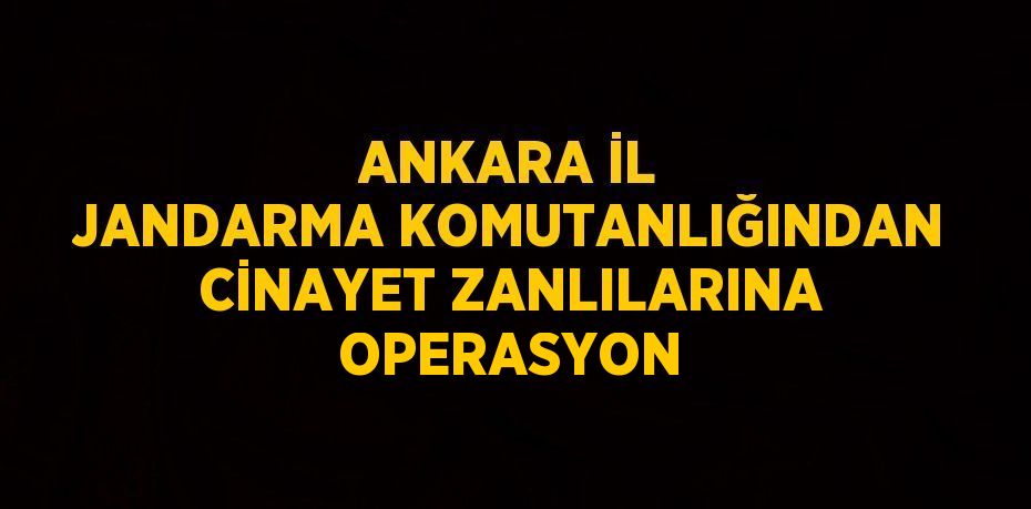 ANKARA İL JANDARMA KOMUTANLIĞINDAN CİNAYET ZANLILARINA OPERASYON