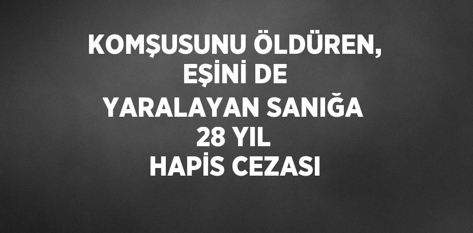 KOMŞUSUNU ÖLDÜREN, EŞİNİ DE YARALAYAN SANIĞA 28 YIL HAPİS CEZASI