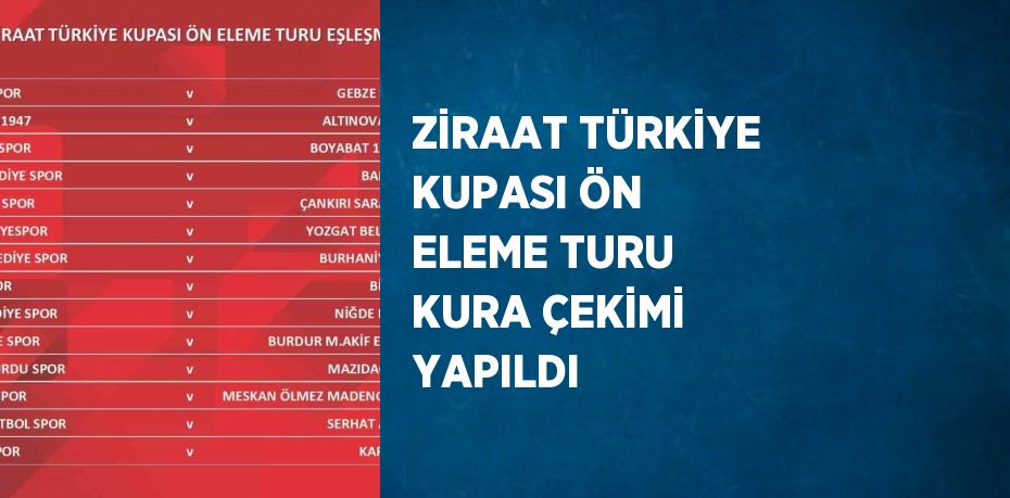 ZİRAAT TÜRKİYE KUPASI ÖN ELEME TURU KURA ÇEKİMİ YAPILDI