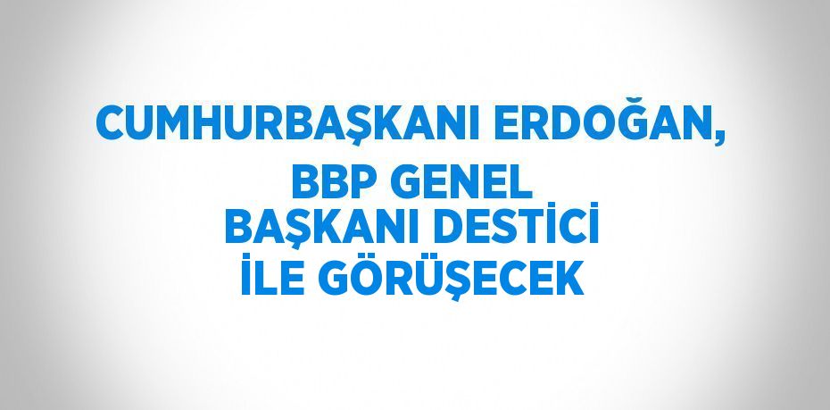 CUMHURBAŞKANI ERDOĞAN, BBP GENEL BAŞKANI DESTİCİ İLE GÖRÜŞECEK