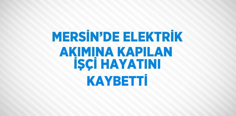 MERSİN’DE ELEKTRİK AKIMINA KAPILAN İŞÇİ HAYATINI KAYBETTİ