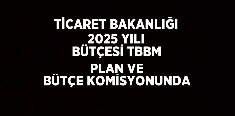 TİCARET BAKANLIĞI 2025 YILI BÜTÇESİ TBBM PLAN VE BÜTÇE KOMİSYONUNDA