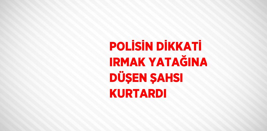 POLİSİN DİKKATİ IRMAK YATAĞINA DÜŞEN ŞAHSI KURTARDI