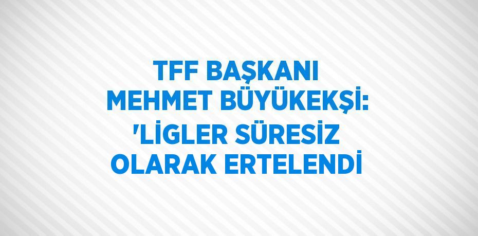 TFF BAŞKANI MEHMET BÜYÜKEKŞİ: 'LİGLER SÜRESİZ OLARAK ERTELENDİ