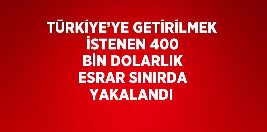 TÜRKİYE’YE GETİRİLMEK İSTENEN 400 BİN DOLARLIK ESRAR SINIRDA YAKALANDI