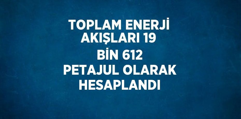 TOPLAM ENERJİ AKIŞLARI 19 BİN 612 PETAJUL OLARAK HESAPLANDI