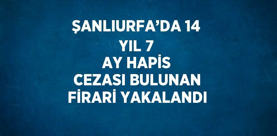 ŞANLIURFA’DA 14 YIL 7 AY HAPİS CEZASI BULUNAN FİRARİ YAKALANDI