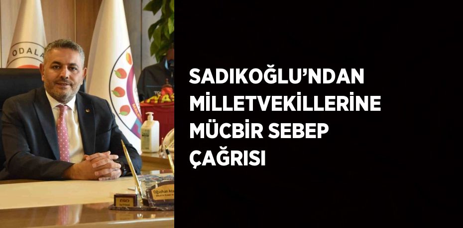 SADIKOĞLU’NDAN MİLLETVEKİLLERİNE MÜCBİR SEBEP ÇAĞRISI