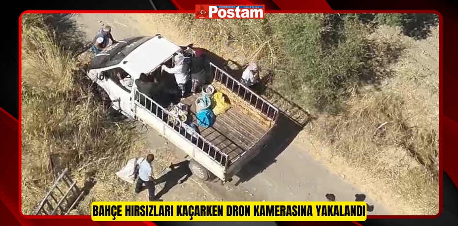 Bahçe hırsızları kaçarken dron kamerasına yakalandı