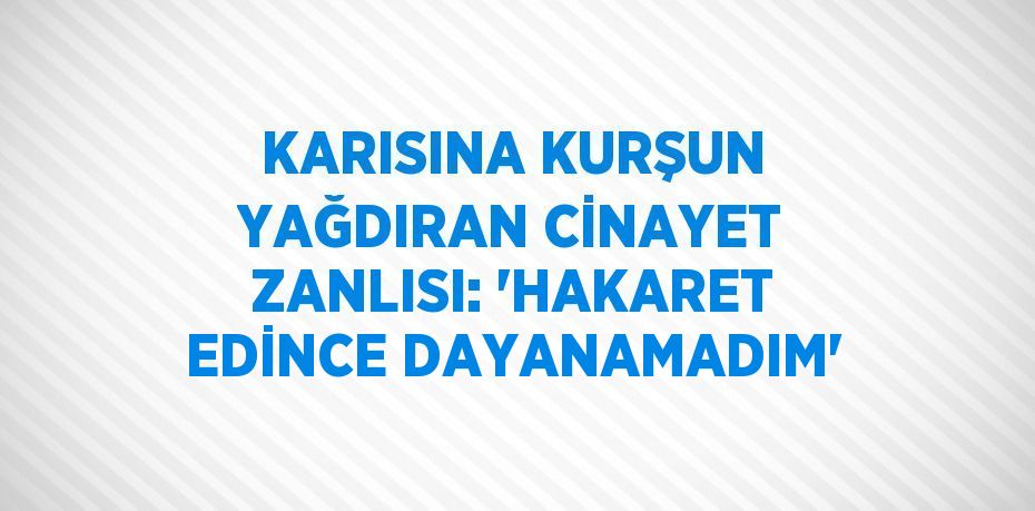 KARISINA KURŞUN YAĞDIRAN CİNAYET ZANLISI: 'HAKARET EDİNCE DAYANAMADIM'