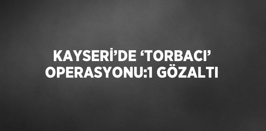 KAYSERİ’DE ‘TORBACI’ OPERASYONU:1 GÖZALTI