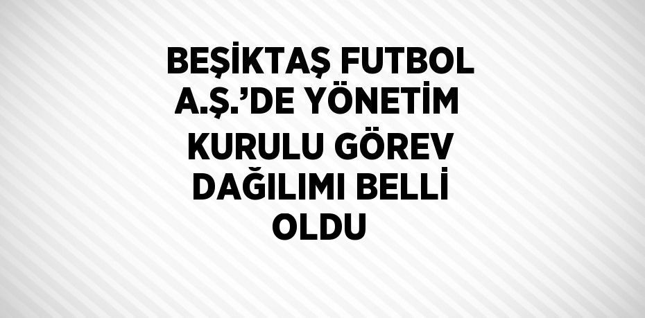 BEŞİKTAŞ FUTBOL A.Ş.’DE YÖNETİM KURULU GÖREV DAĞILIMI BELLİ OLDU