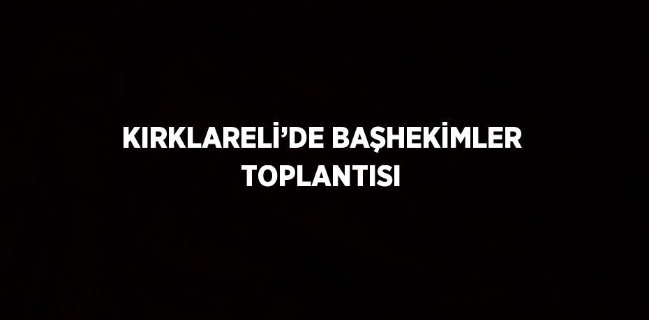 KIRKLARELİ’DE BAŞHEKİMLER TOPLANTISI