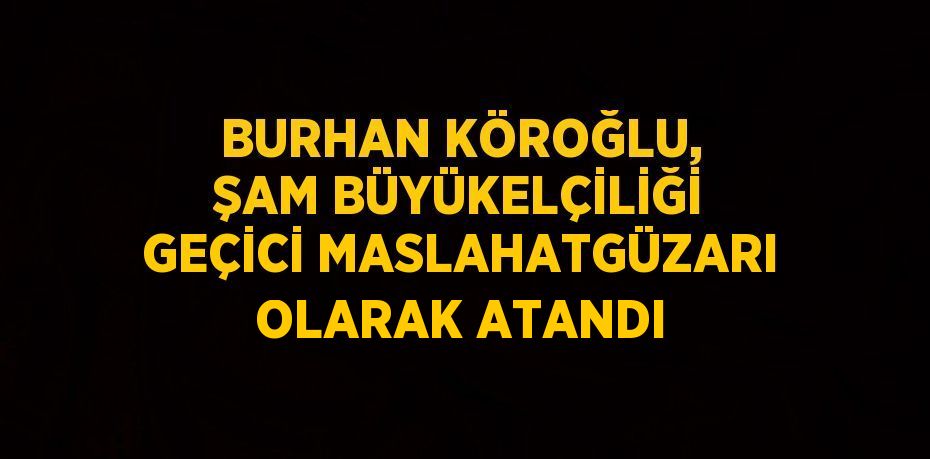 BURHAN KÖROĞLU, ŞAM BÜYÜKELÇİLİĞİ GEÇİCİ MASLAHATGÜZARI OLARAK ATANDI