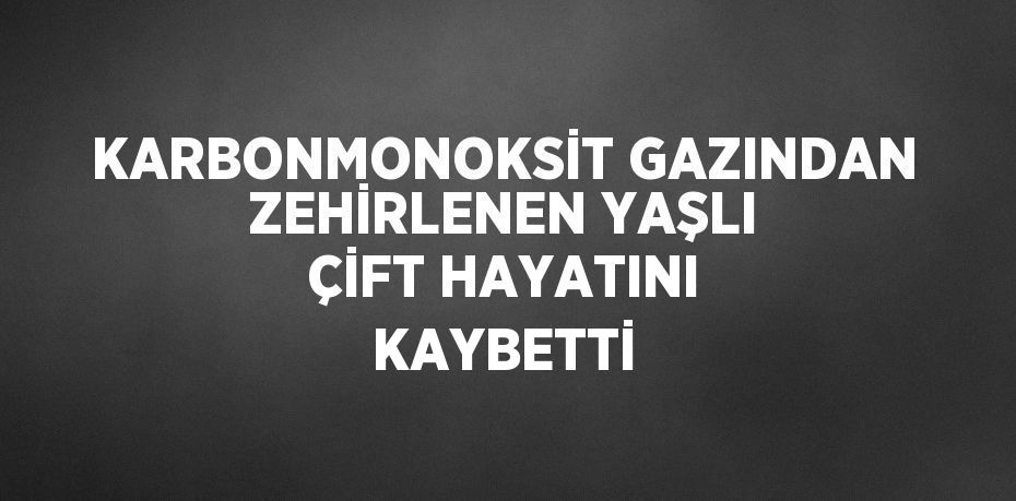 KARBONMONOKSİT GAZINDAN ZEHİRLENEN YAŞLI ÇİFT HAYATINI KAYBETTİ