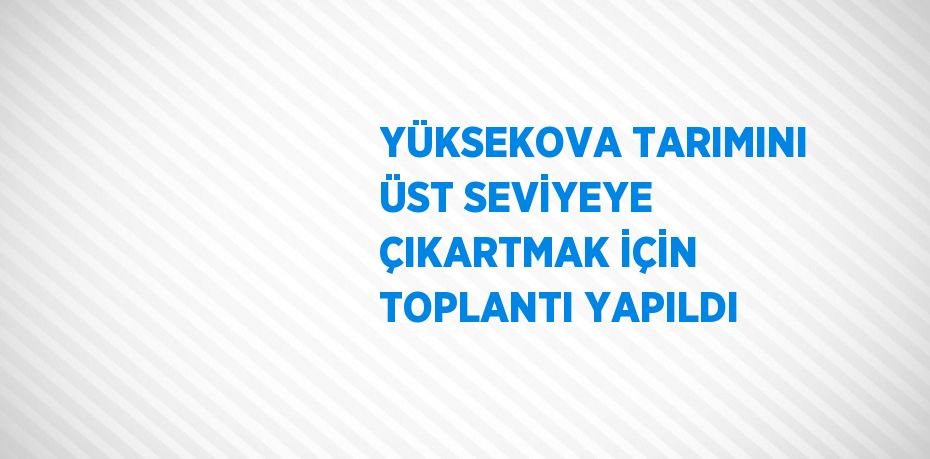 YÜKSEKOVA TARIMINI ÜST SEVİYEYE ÇIKARTMAK İÇİN TOPLANTI YAPILDI