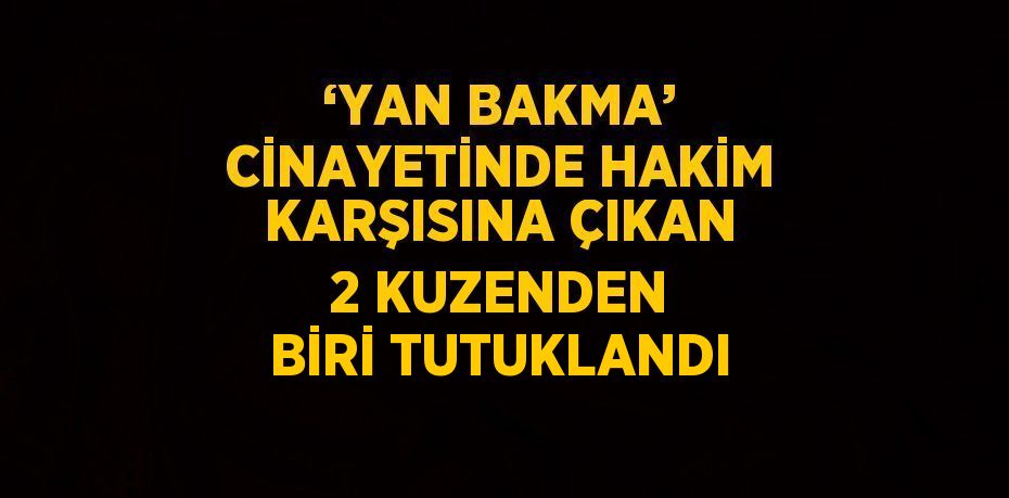 ‘YAN BAKMA’ CİNAYETİNDE HAKİM KARŞISINA ÇIKAN 2 KUZENDEN BİRİ TUTUKLANDI